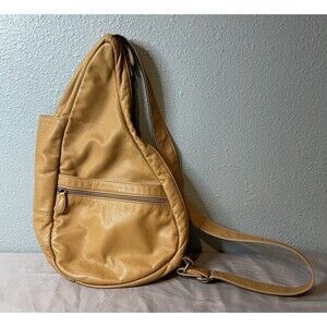 AmeriBag Brown Tan Leather Healthy Back Bag Shoulder Sling Bag 19" Crossbody